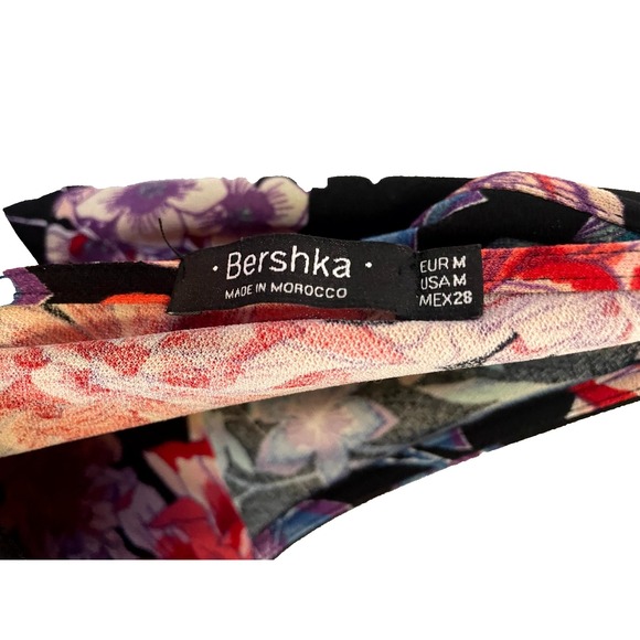 Bershka Pants - Bershka Floral Mini Romper‎ Black Multicolor Women's M